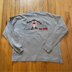 Vintage 1996 Taz Tasmanian Devil Warner Bros Long Sleeve Graphic Shirt Size XL